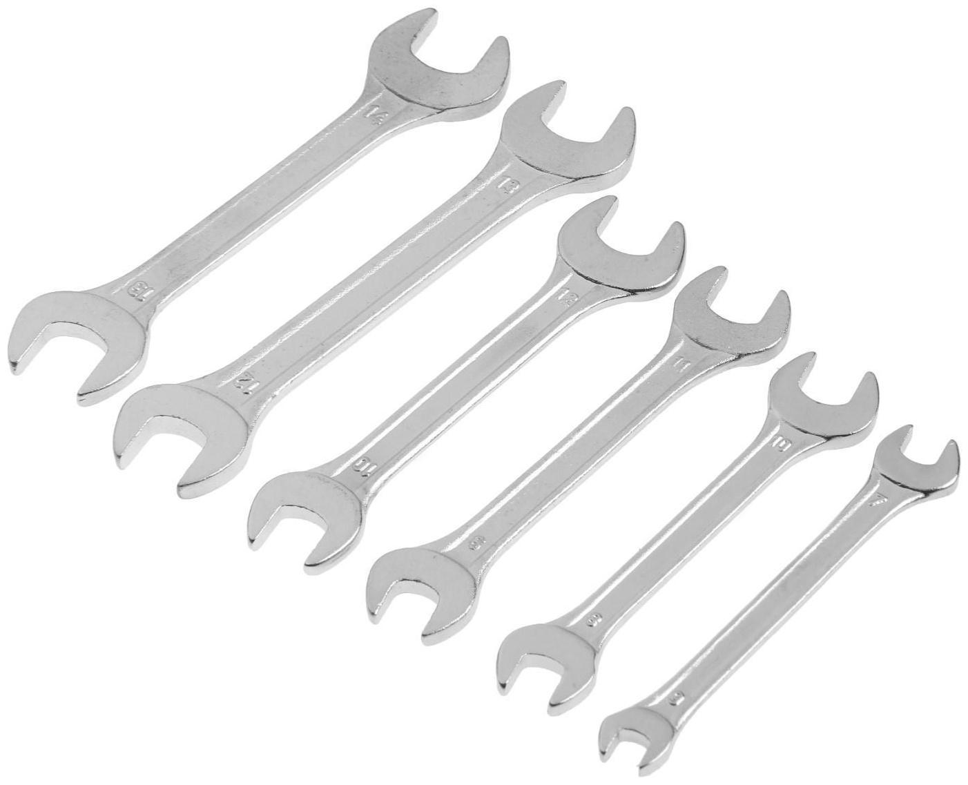 Набор ключей рожковых в холдере ТУНДРА, хромированные, 6 - 14 мм, 6 шт.