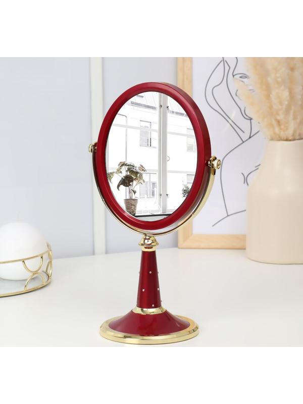 Зеркало на ножке, двустороннее, зеркальная поверхность 13,5 × 16,5 см, цвет МИКС