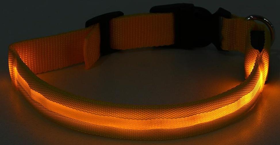 Ошейник с подсветкой, M, 40-45 см, 3 режима свечения, жёлтый