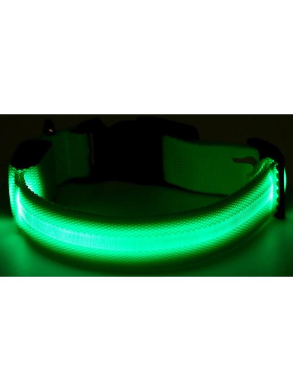 Ошейник с подсветкой, S, 38-40 см, 3 режима свечения, зелёный