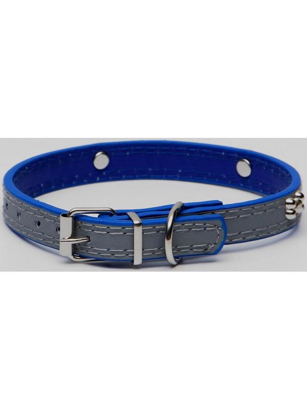 Ошейник с косточками светоотражающий, 37 х 1,3 см, ОШ 26-33, синий