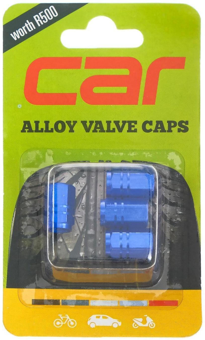 Колпачок на вентиль TORSO, сине-голубой, набор 4 шт