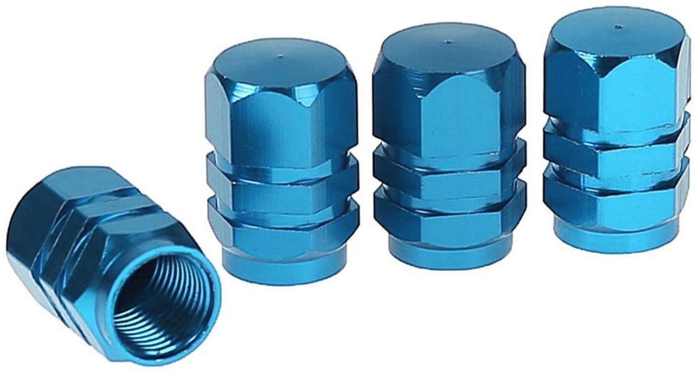 Колпачок на вентиль TORSO, сине-голубой, набор 4 шт