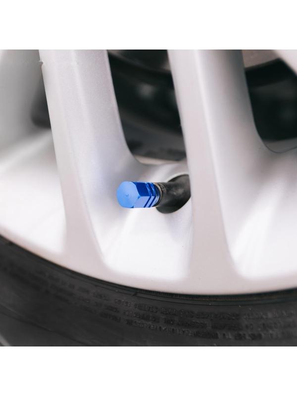 Колпачок на вентиль TORSO, сине-голубой, набор 4 шт