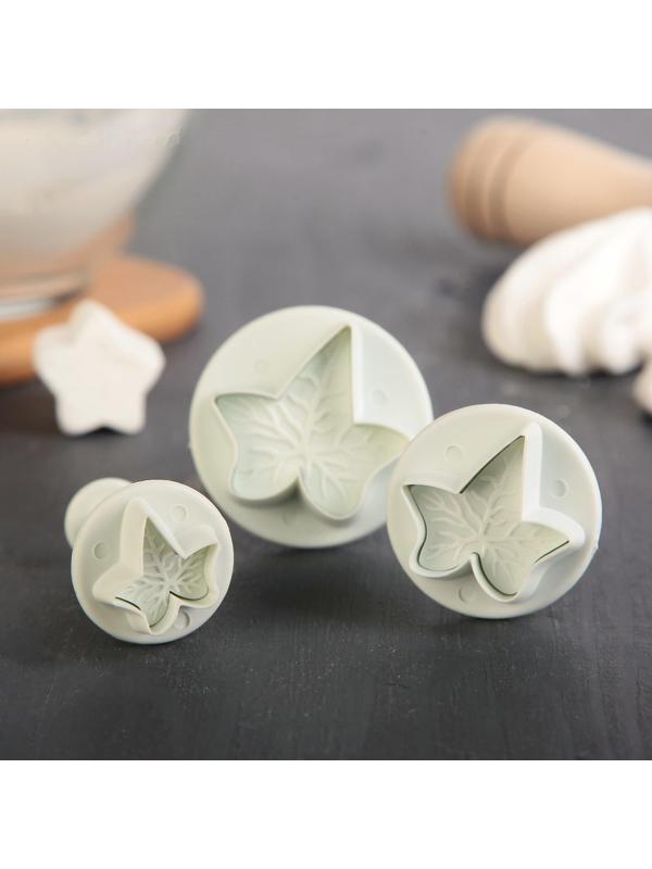 Набор плунжеров кондитерских Доляна «Листья», 3 шт