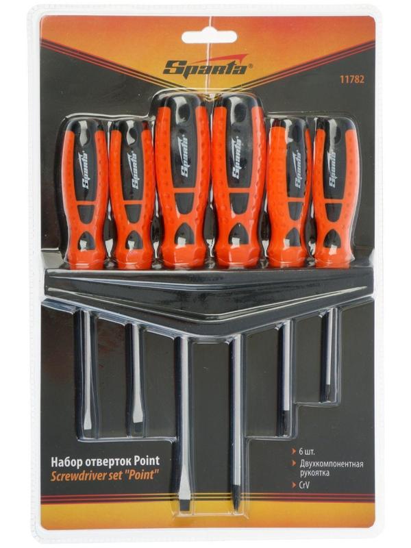 Набор отверток Sparta point, 6 шт., двухкомпонентные рукоятки