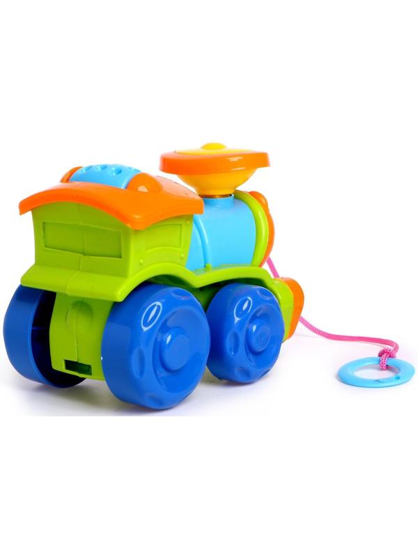 Каталка «Паровозик» на верёвочке, цвета МИКС