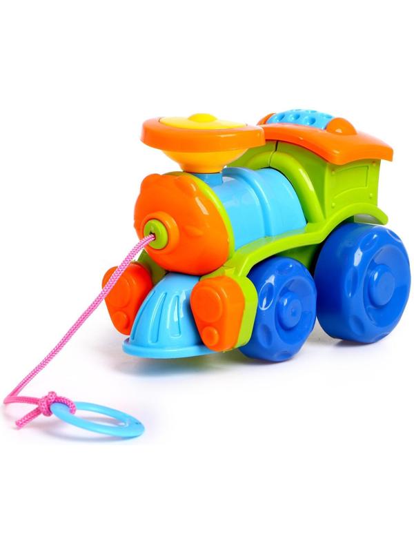 Каталка «Паровозик» на верёвочке, цвета МИКС