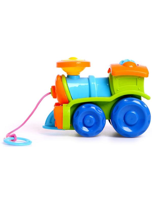 Каталка «Паровозик» на верёвочке, цвета МИКС