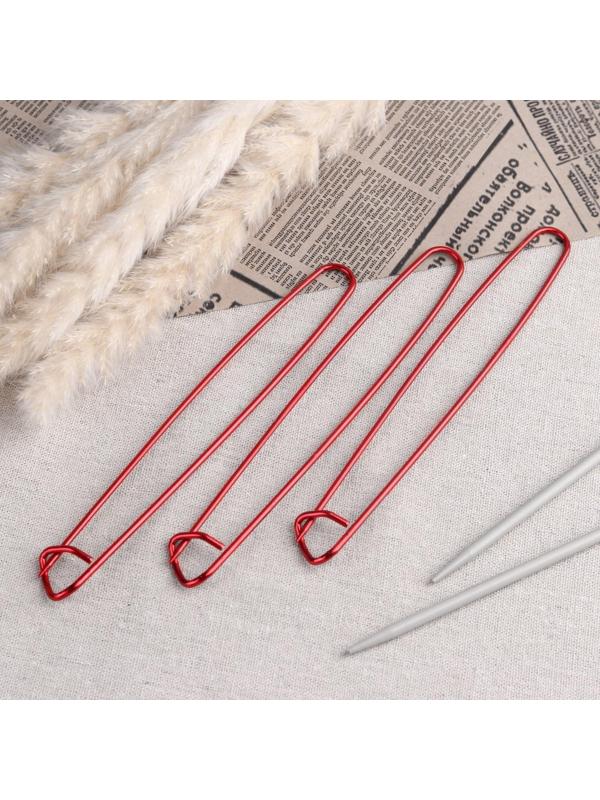 Набор вспомогательных булавок для вязания, 17 см, 3 шт, цвет красный