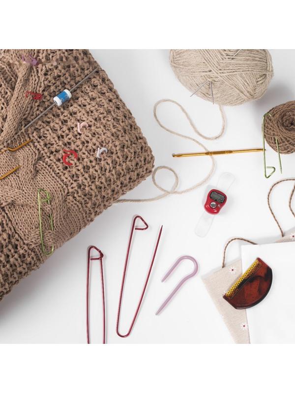 Набор вспомогательных булавок для вязания, 17 см, 3 шт, цвет красный