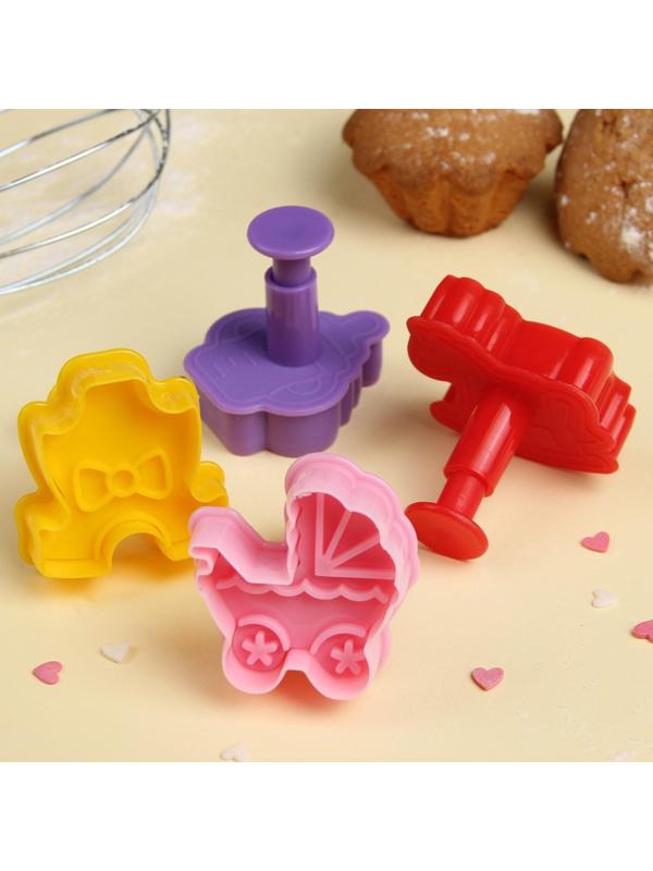 Набор плунжеров кондитерских Доляна «Малышок», 4 шт, 5×5 см, цвет МИКС