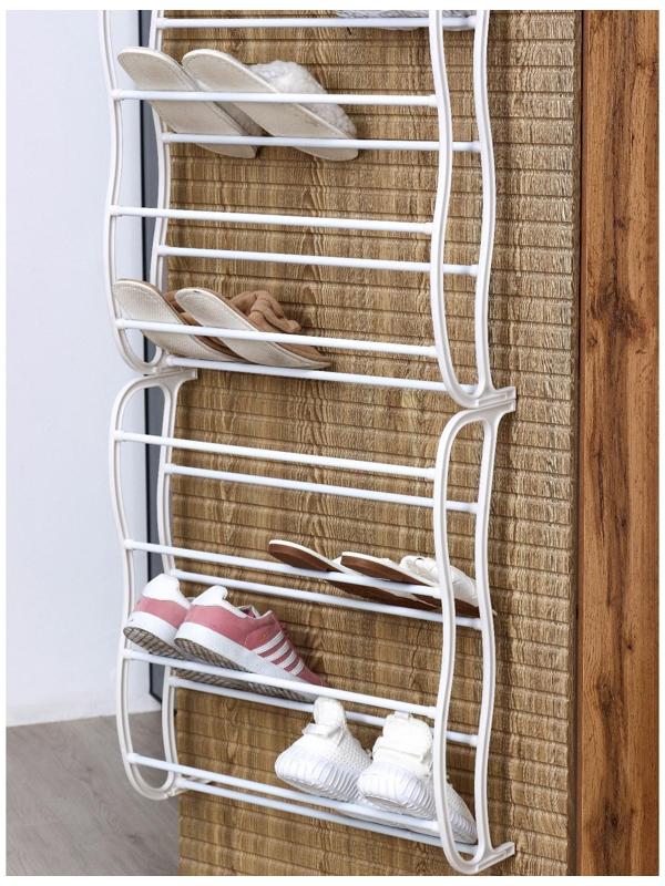 Обувница надверная, 12 ярусов (на 36 пар обуви), 50×18×183 см, цвет белый