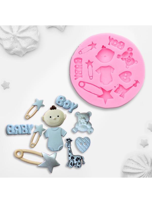 Молд силиконовый «Для новорождённого», 8×1 см, цвет МИКС