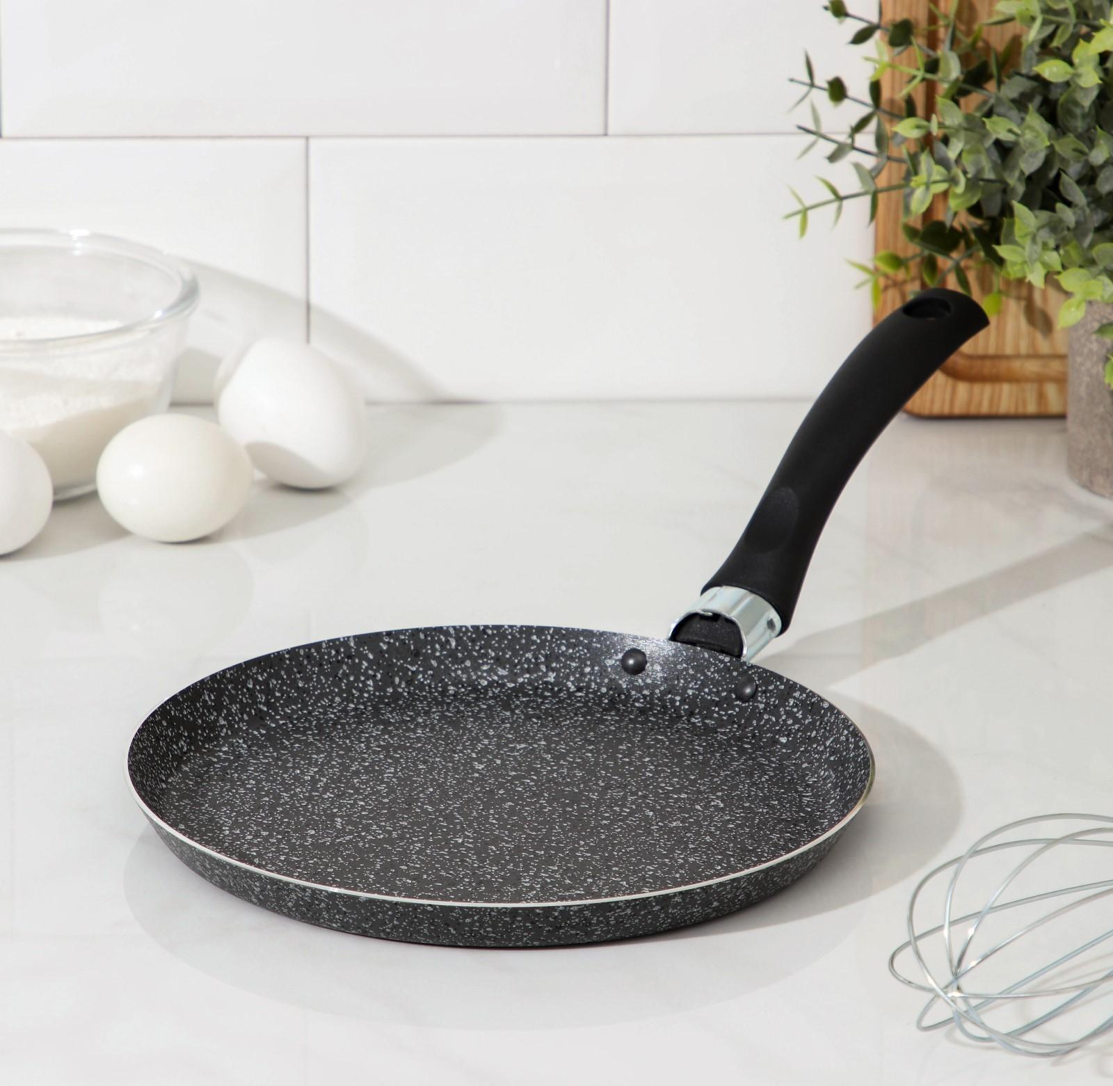 Сковорода блинная Onyx, d=22 см, пластиковая ручка, антипригарное покрытие, цвет серый