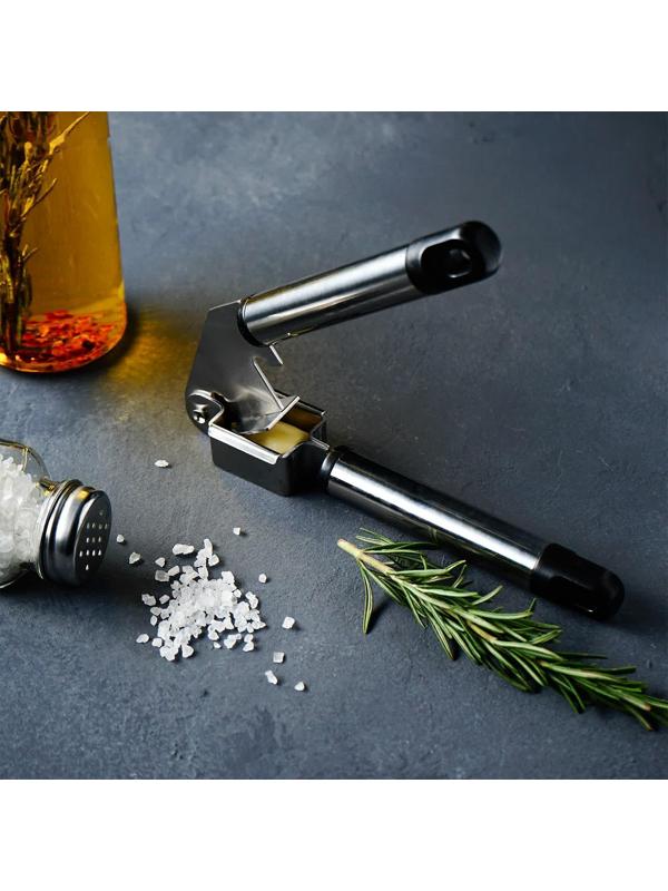 Пресс для чеснока Доляна «Помощник», 18 см, цвет чёрный, хромированный