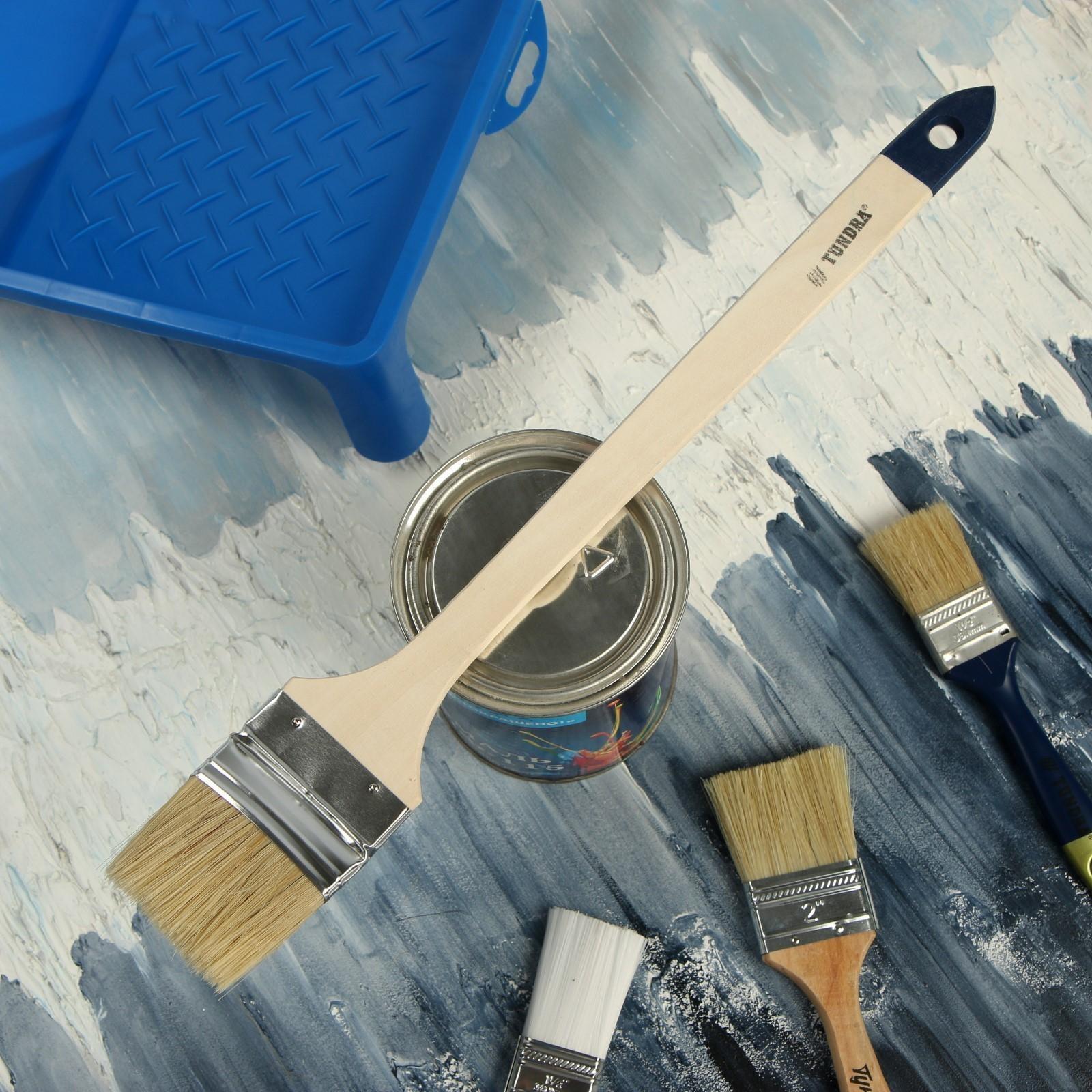 Кисть радиаторная ТУНДРА, натуральная щетина, деревянная рукоятка, 2.5