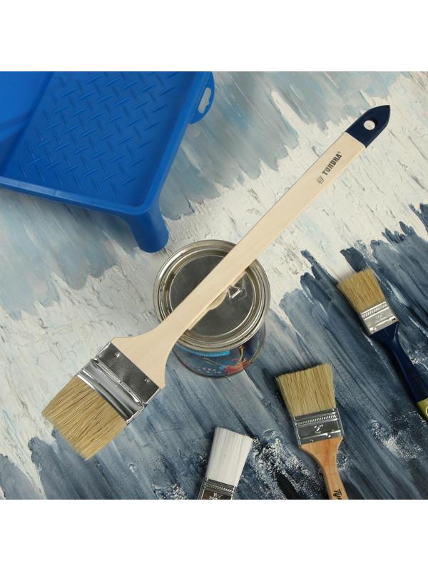 Кисть радиаторная ТУНДРА, натуральная щетина, деревянная рукоятка, 2.5