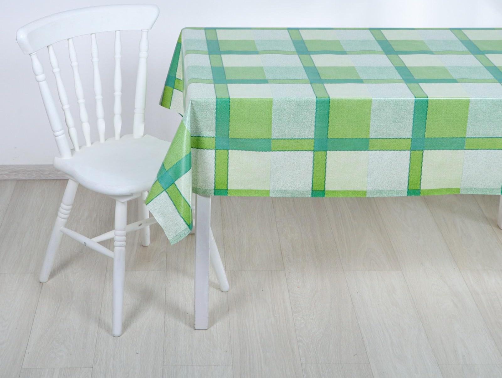 Клеёнка столовая на тканой основе «Клетка зелёная», 1,25×25 м