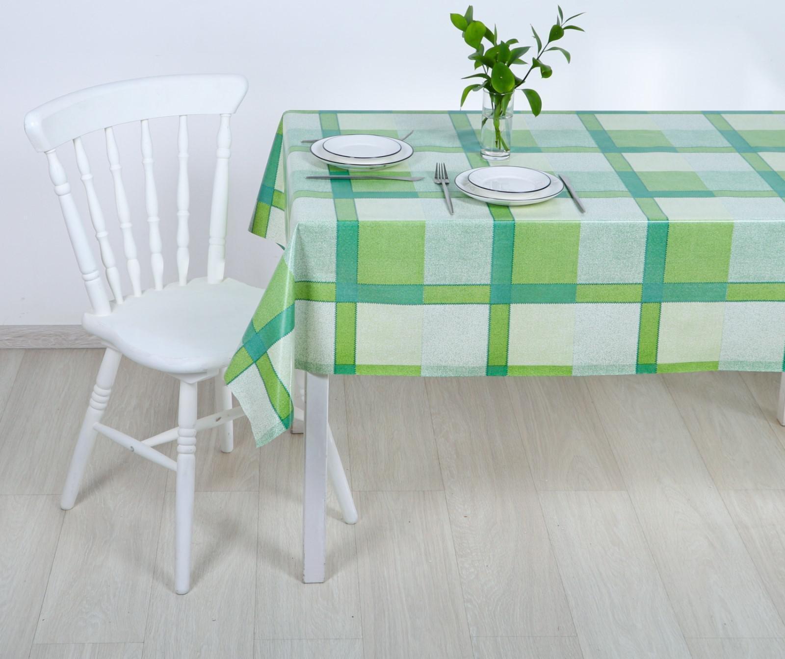 Клеёнка столовая на тканой основе «Клетка зелёная», 1,25×25 м