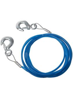 Трос буксировочный TORSO металлический в ПВХ оплётке, 4м, 2 тонны, 2 крюка