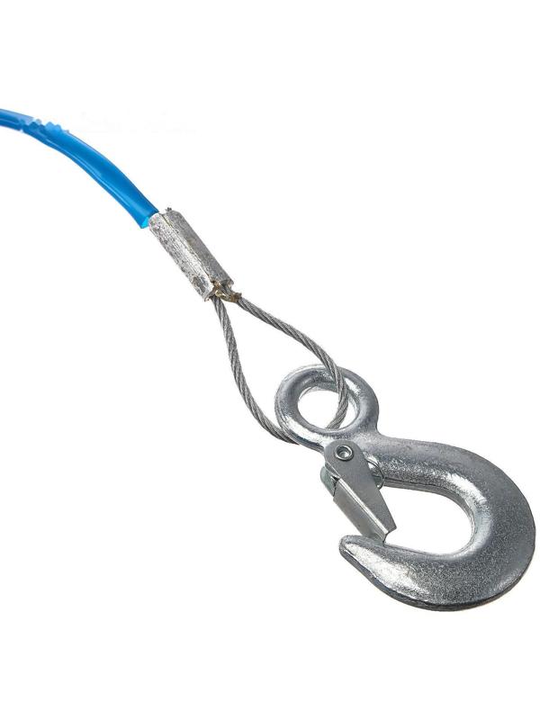 Трос буксировочный TORSO металлический в ПВХ оплётке, 4м, 2 тонны, 2 крюка
