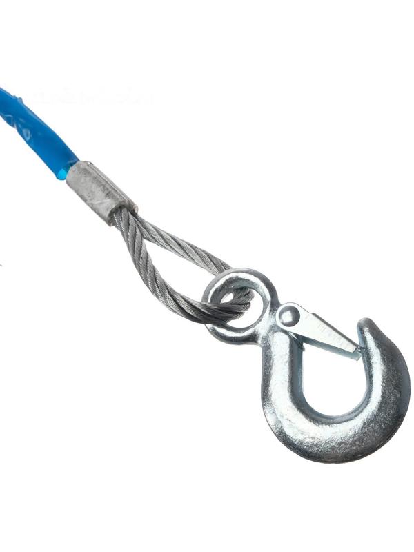 Трос буксировочный TORSO, металлический в ПВХ оплётке, 4м, 7 тонн, 2 крюка