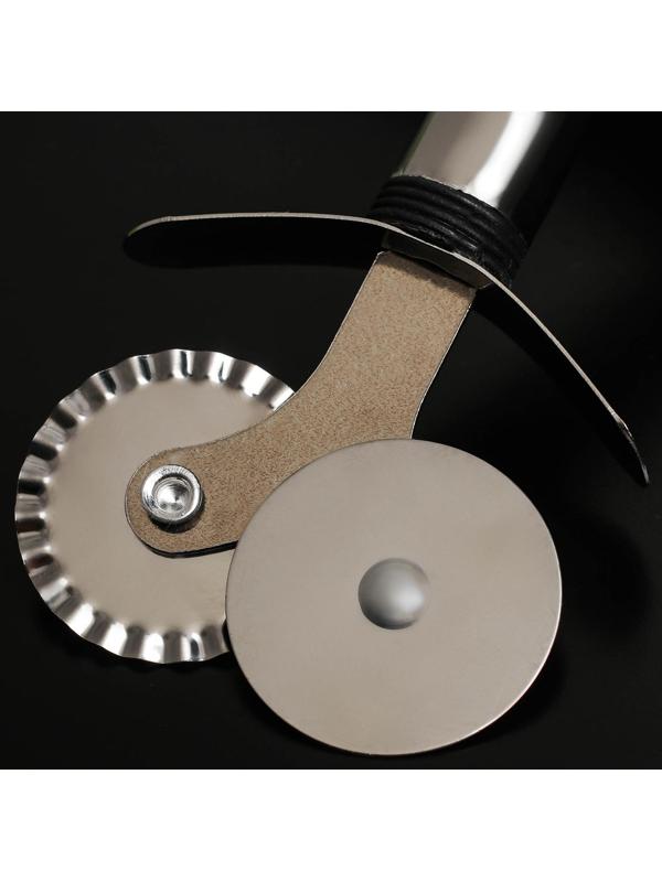 Нож для пиццы и теста Доляна «Помощник», 18 см, двойной, цвет черный