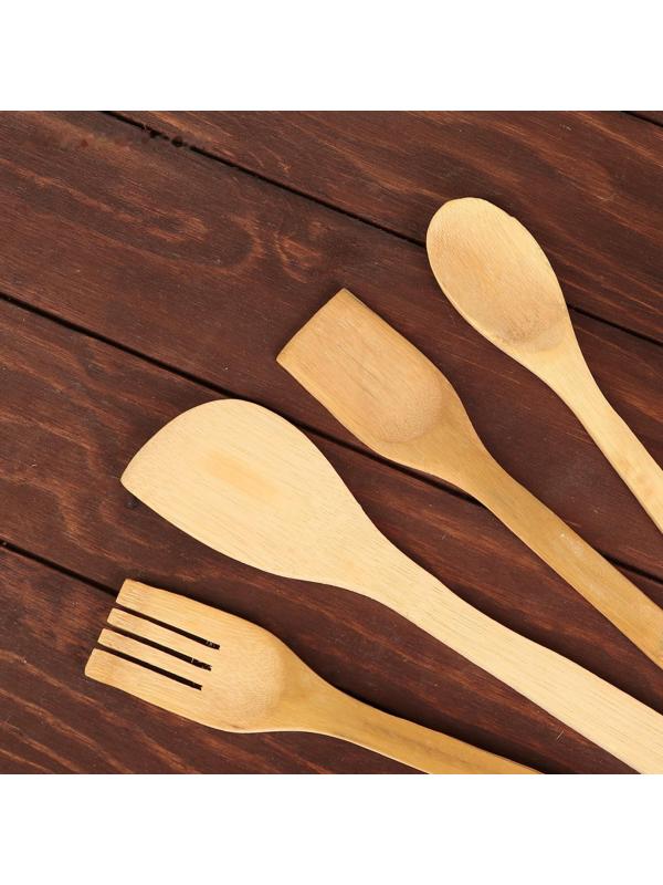 Набор кухонных принадлежностей «Бамбук», 4 предмета, на подставке