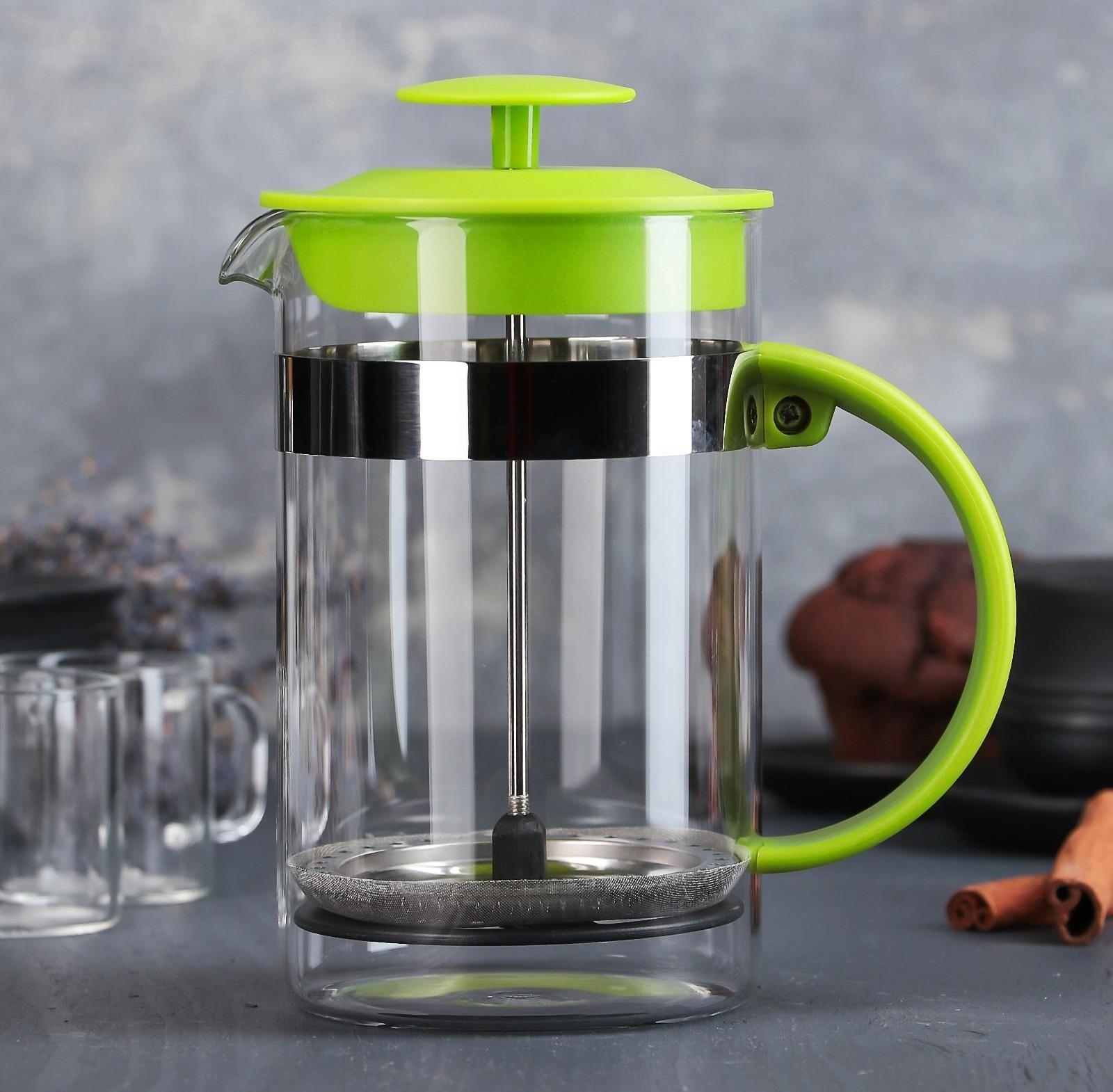 Френч-пресс Доляна «Гарсон», 800 мл, цвет зелёный
