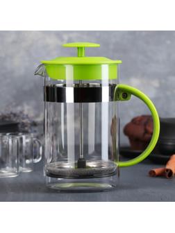 Френч-пресс Доляна «Гарсон», 800 мл, цвет зелёный