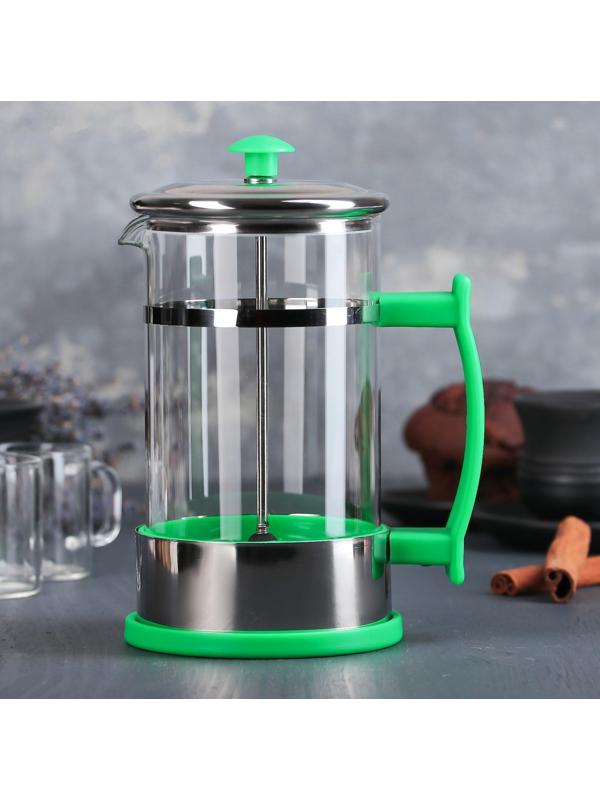 Френч-пресс Доляна «Риц», 600 мл, цвет зелёный