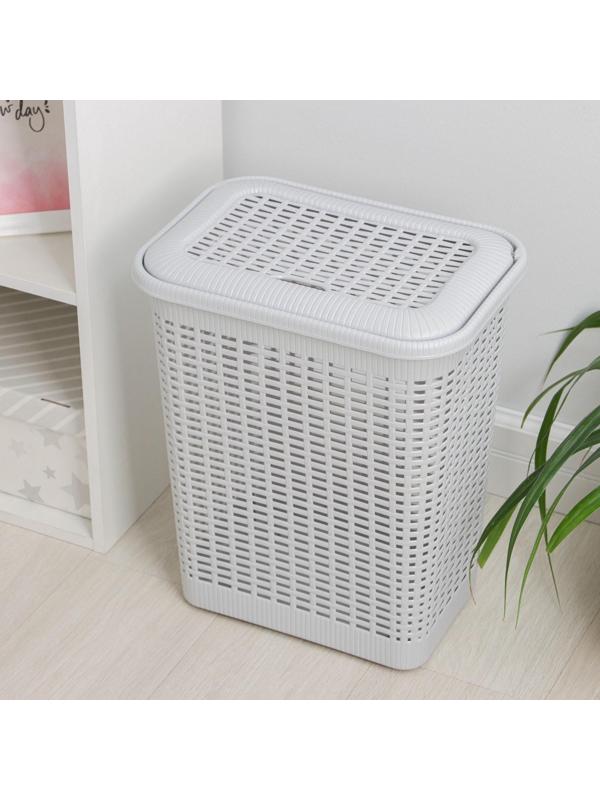 Корзина бельевая с крышкой, 30 л, 37×26×46,5 см, цвет МИКС