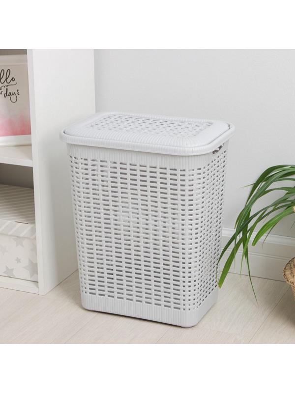 Корзина бельевая с крышкой, 30 л, 37×26×46,5 см, цвет МИКС