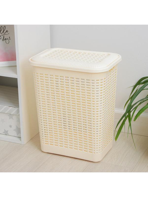 Корзина бельевая с крышкой, 30 л, 37×26×46,5 см, цвет МИКС