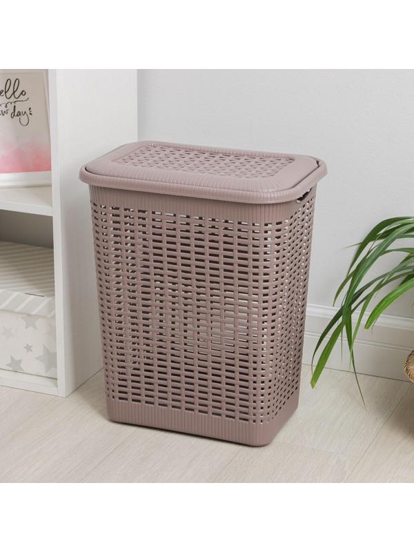 Корзина бельевая с крышкой, 30 л, 37×26×46,5 см, цвет МИКС