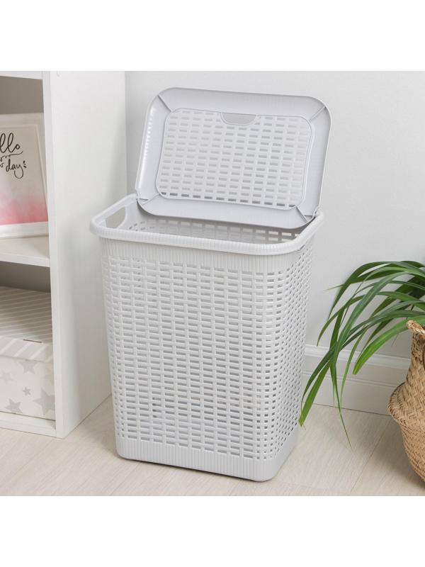 Корзина бельевая с крышкой, 30 л, 37×26×46,5 см, цвет МИКС