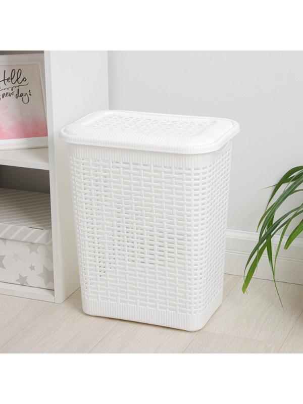 Корзина бельевая с крышкой, 30 л, 37×26×46,5 см, цвет МИКС