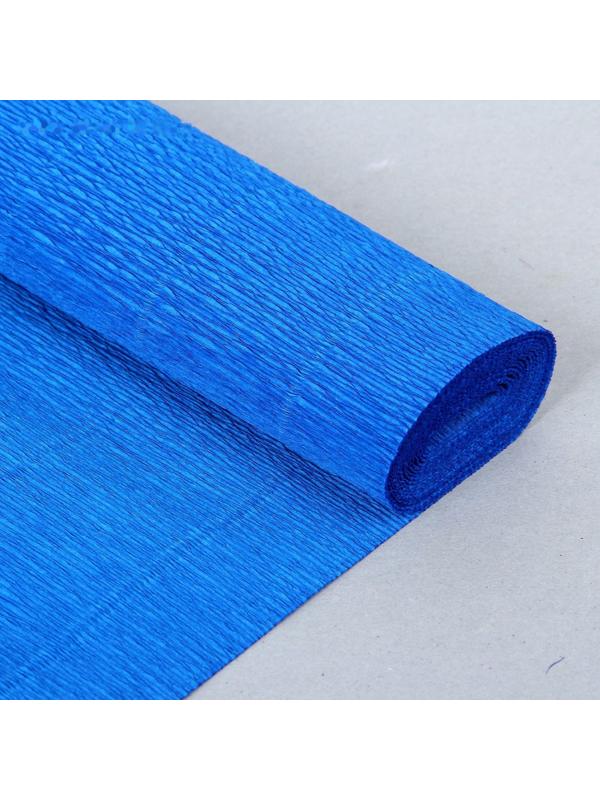 Бумага для упаковок и поделок, гофрированная, васильковая, синяя, однотонная, двусторонняя, рулон 1 шт., 0,5 х 2,5 м