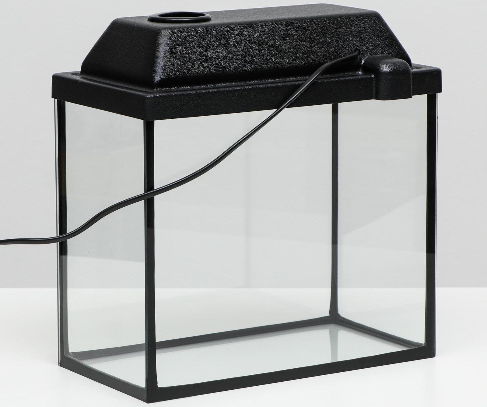 Аквариум прямоугольный Атолл с крышкой, 13 литров, 30 х 16 х 26/31 см, чёрный