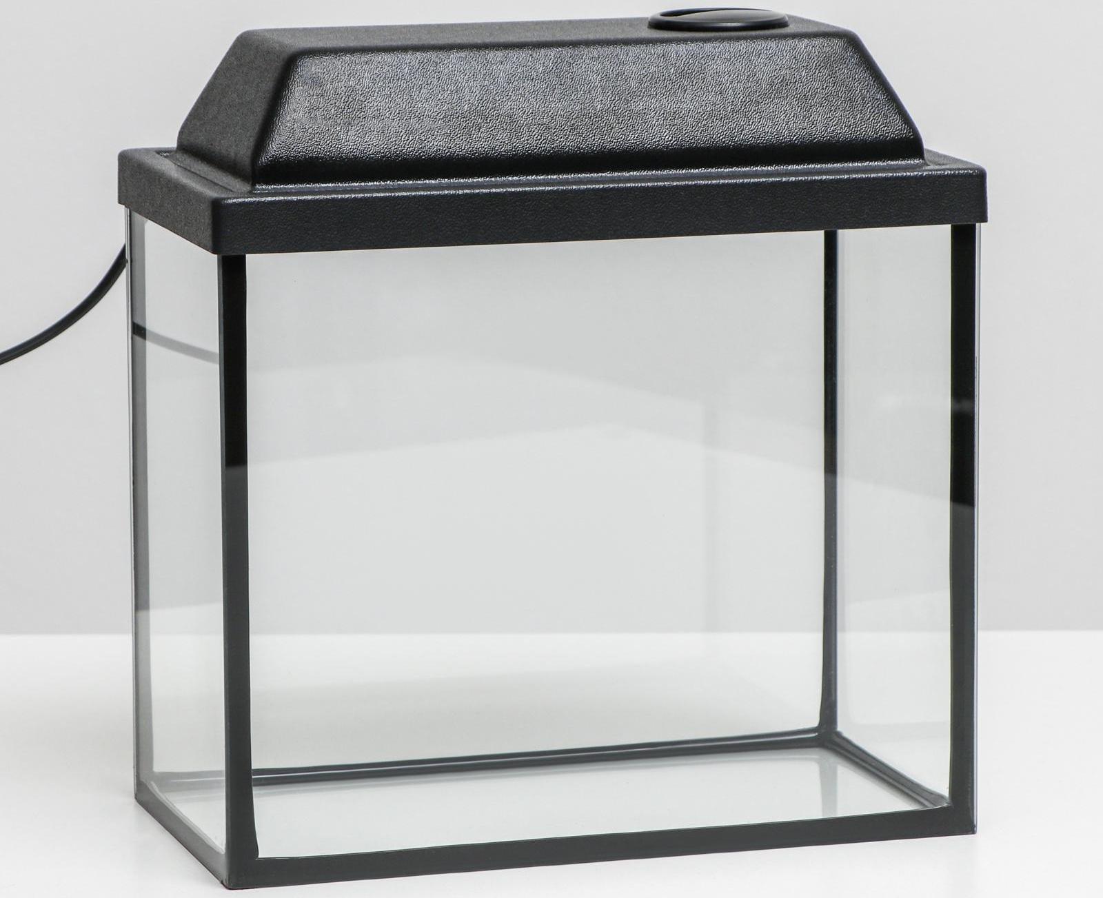 Аквариум прямоугольный Атолл с крышкой, 13 литров, 30 х 16 х 26/31 см, чёрный