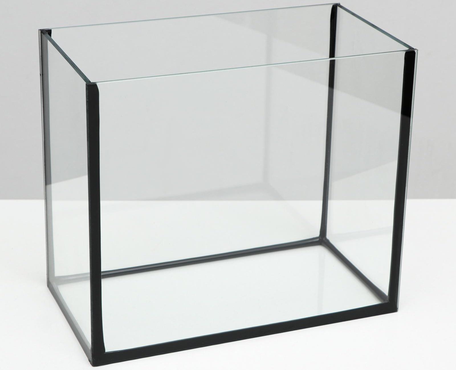 Аквариум прямоугольный Атолл с крышкой, 13 литров, 30 х 16 х 26/31 см, чёрный