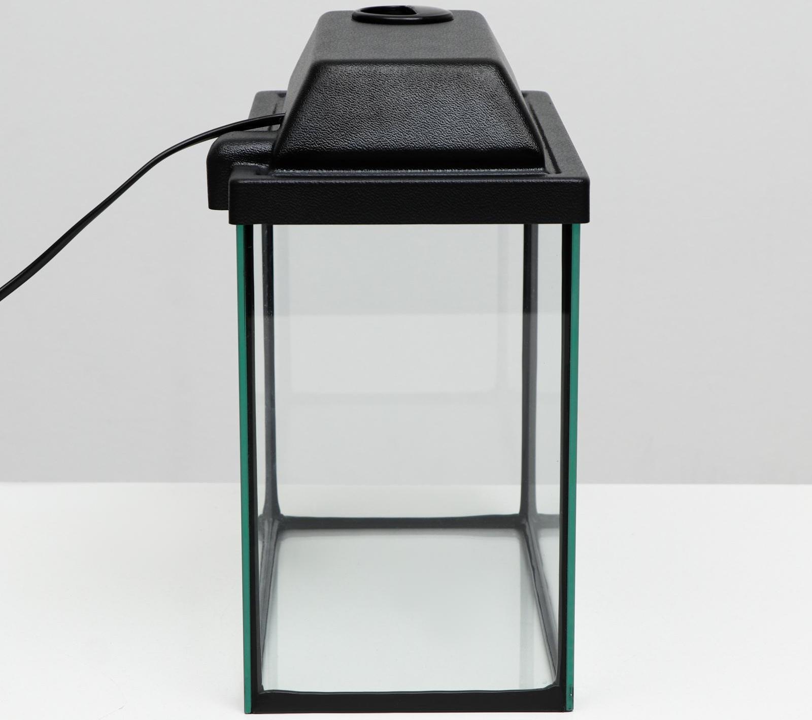 Аквариум прямоугольный Атолл с крышкой, 13 литров, 30 х 16 х 26/31 см, чёрный