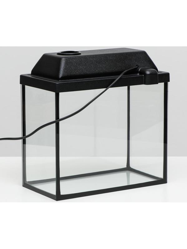 Аквариум прямоугольный Атолл с крышкой, 13 литров, 30 х 16 х 26/31 см, чёрный