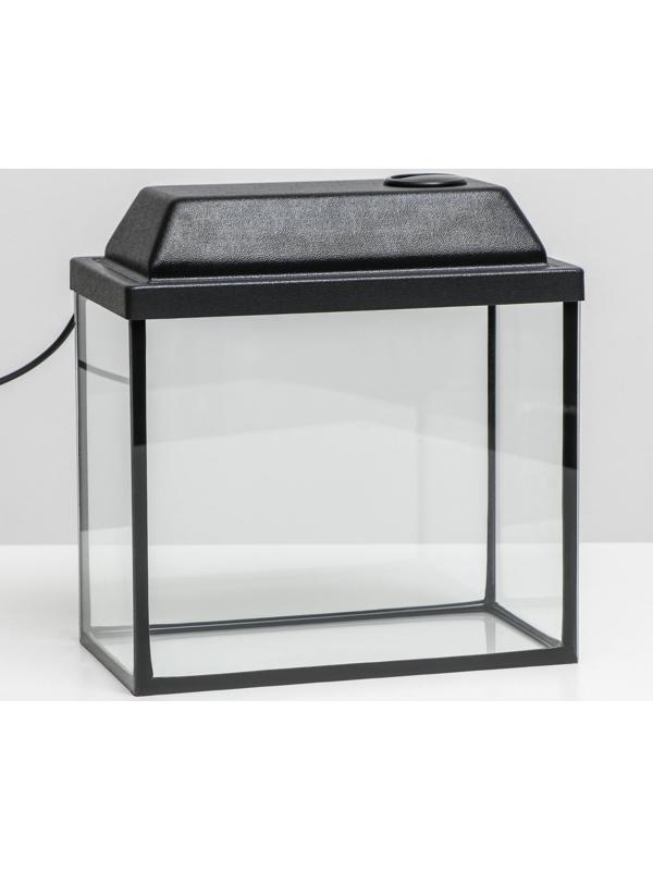 Аквариум прямоугольный Атолл с крышкой, 13 литров, 30 х 16 х 26/31 см, чёрный