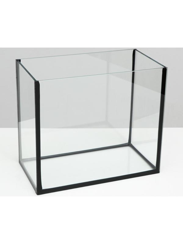 Аквариум прямоугольный Атолл с крышкой, 13 литров, 30 х 16 х 26/31 см, чёрный