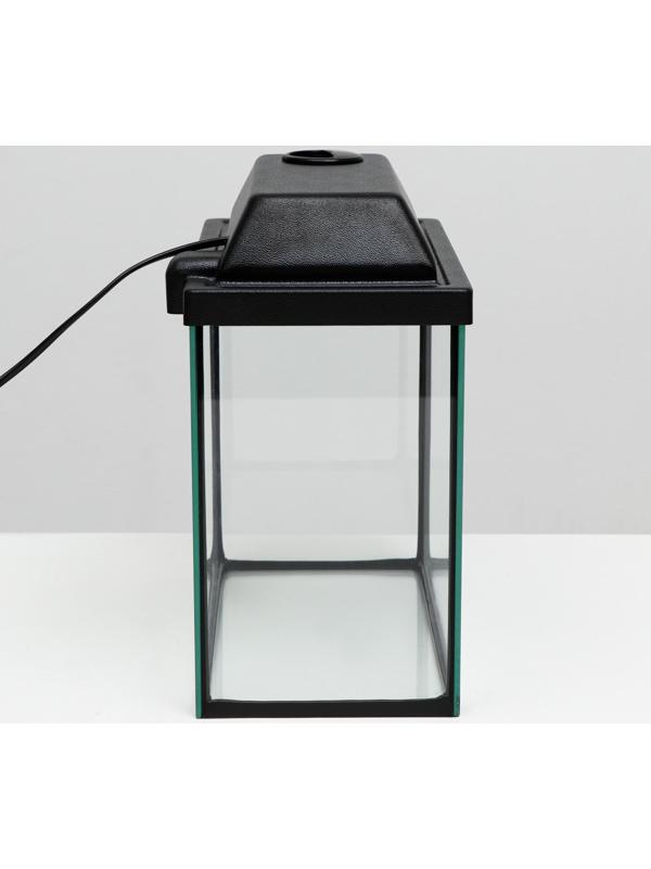 Аквариум прямоугольный Атолл с крышкой, 13 литров, 30 х 16 х 26/31 см, чёрный