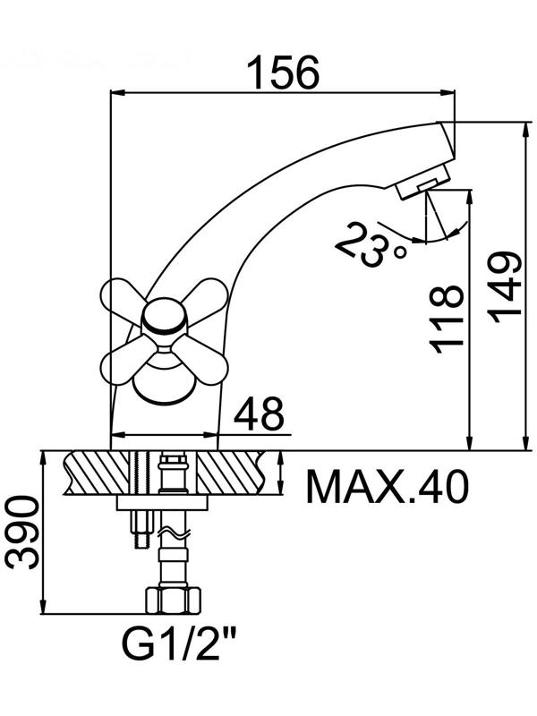 Смеситель для раковины Accoona A9072, двухрычажный, хром