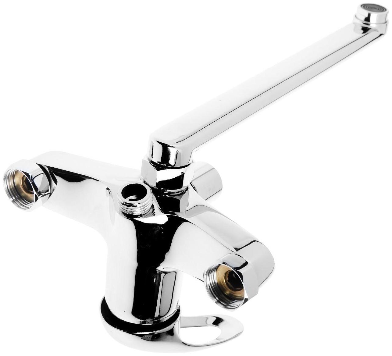 Смеситель для ванны Accoona A7140, однорычажный, излив 300 мм, с душевым набором, хром