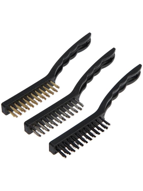 Набор щеток металлических ручных ТУНДРА, пластиковые рукоятки, большие, 3 шт.